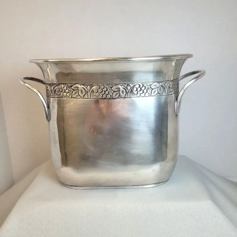 Vintage Pottery Barn Pewter Wine Bottle Champagne Chiller Holder Ice Bucket